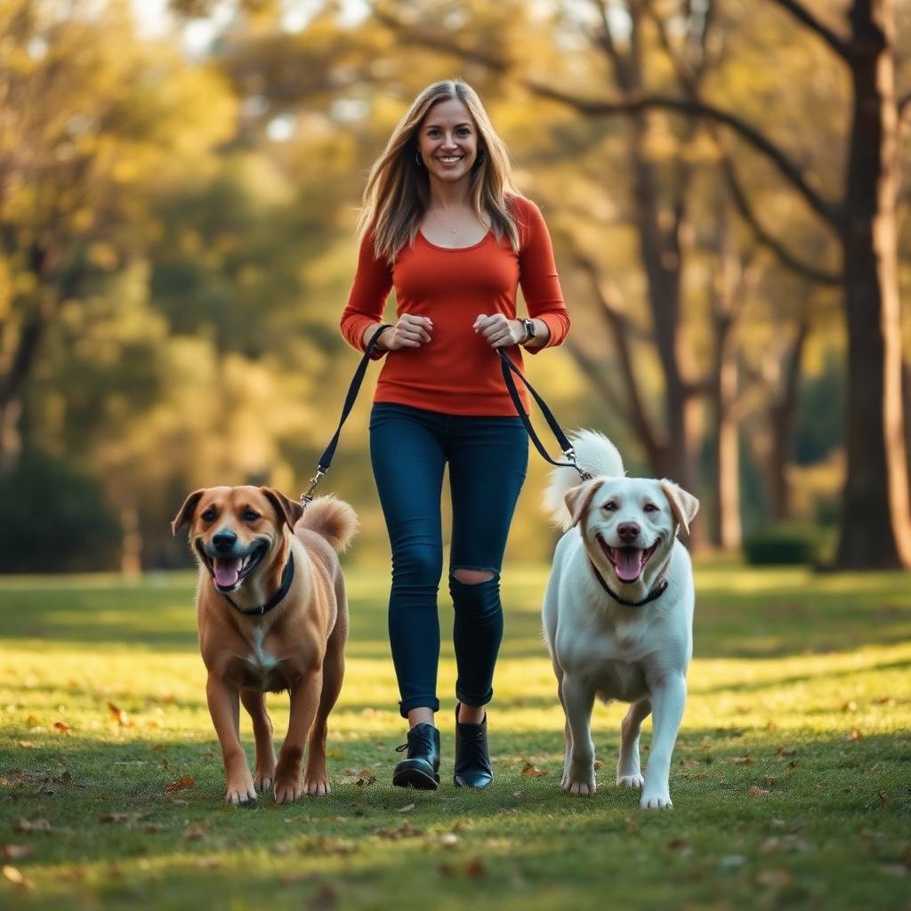 Cão em passeio com dog walker